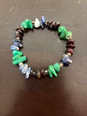 Multi-Gemstone Green & Blue Beaded Stretch Bracelet